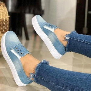 Women canvas slip on platform sneakers