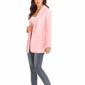 Women slim fit long sleeve turn-down collar suit overcoat