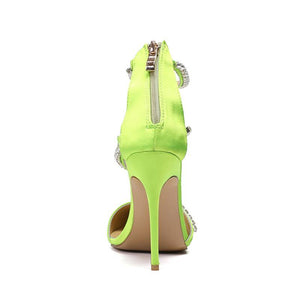 Women pointed toe rhinestone strappy sexy stiletto heels