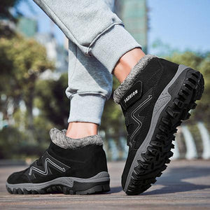 Women's fur lining anti-slip sneakers keep warm slip on walking shoes