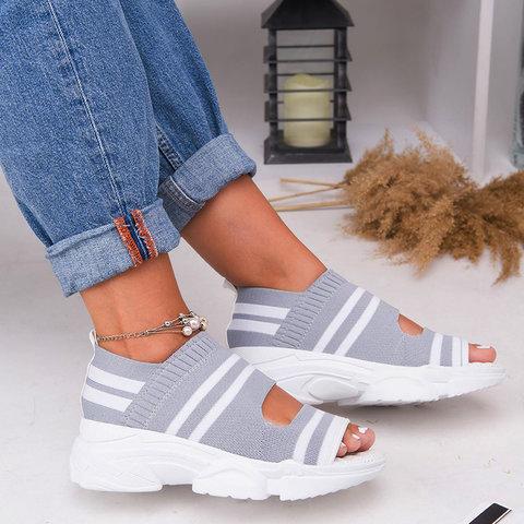 2019 Stylish Hollow Out Peep Toe Chunky Comfy Sandals