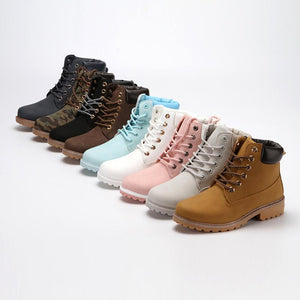 Women winter fall couples short lace up chunky platform boots