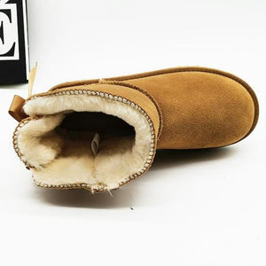 Women back bowknot thick faux fur antiskid platform short snow boots