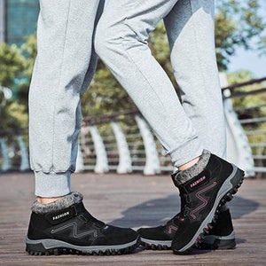 Women's fur lining anti-slip sneakers keep warm slip on walking shoes
