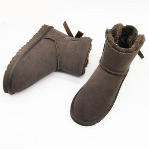 Women back bowknot thick faux fur antiskid platform short snow boots