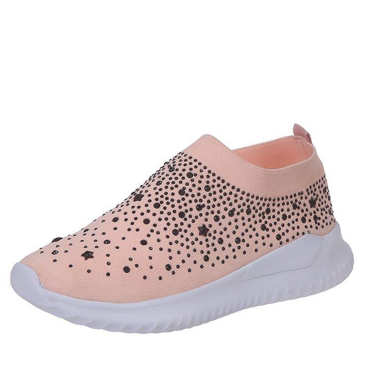 Women Rhinestone Sneakers Soft Breathable Sock Sneakers - fashionshoeshouse