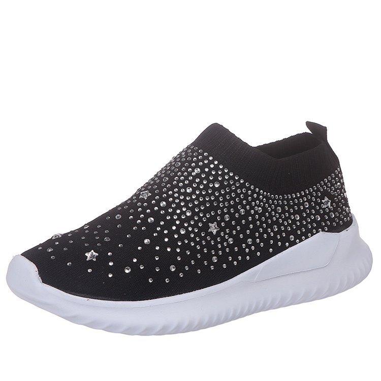 Women Rhinestone Sneakers Soft Breathable Sock Sneakers - fashionshoeshouse