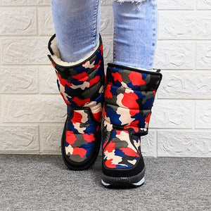 Women winter mid calf platform thick fur warm snow boots