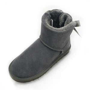 Women back bowknot thick faux fur antiskid platform short snow boots