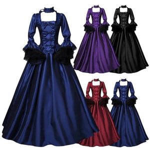 Women maxi bowknot big swing lace flare sleeve vintage party dresses