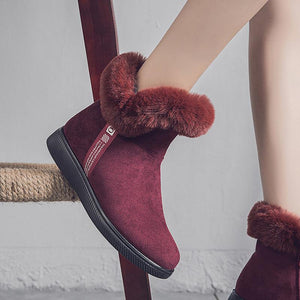 Women Fashion Turn Down Thick Lining Faux Fur Keep Warm Anti-skid Snow Boots