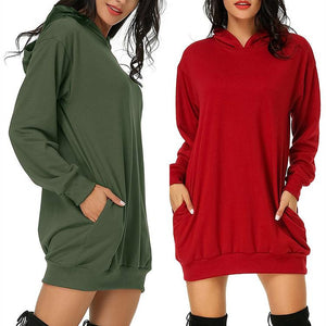 Women plaid dress winter outdoor hoodie sweatshirt with pockets