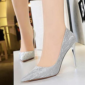 Women wedding pointed toe sequin stiletto high heels