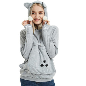 Women feet printed sweatshirt long sleeve cat hoodie with pocket