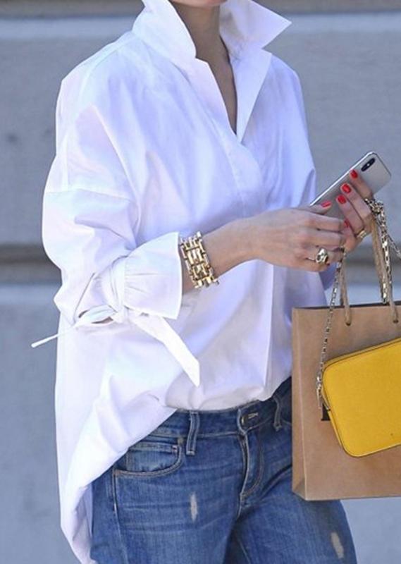Women White Daily Casual Basic Blouse Tops