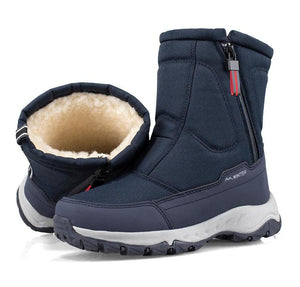 Women winter thick faux fur side zipper platform short snow boots