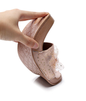 Women's flat platform outdoor slippers with arch support