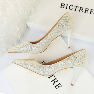 Women sparkly rhinestone wedding stiletto heels