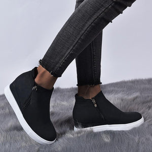 Women's slip on wedge sneakers high top casual shoes with zipper