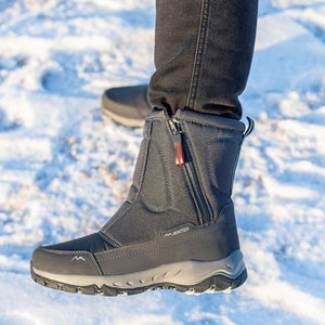 Women winter thick faux fur side zipper platform short snow boots