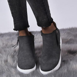 Women's slip on wedge sneakers high top casual shoes with zipper