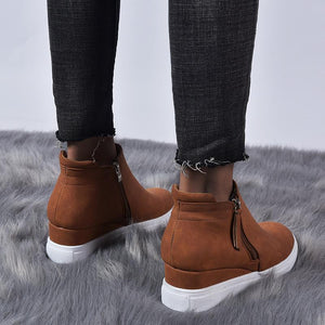 Women's slip on wedge sneakers high top casual shoes with zipper