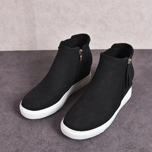 Women's slip on wedge sneakers high top casual shoes with zipper