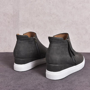 Women's slip on wedge sneakers high top casual shoes with zipper