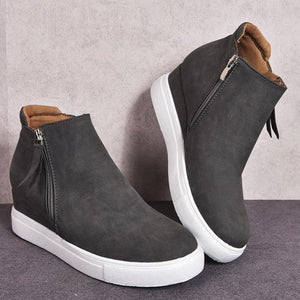Women's slip on wedge sneakers high top casual shoes with zipper