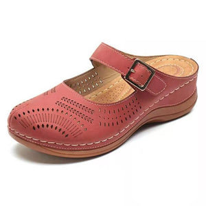 Women Large Size Flat Heel Sandals Strap Buckle Slides - fashionshoeshouse