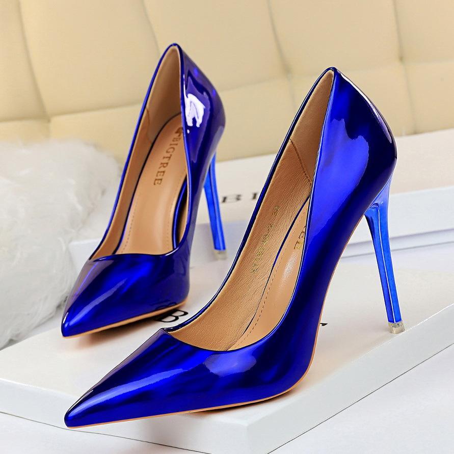 Women metal mirror pointed toe prom heels | high heel sexy shoes | metal mirror super high pumps