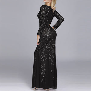 Premium mermaid long dress sequins long sleeves dress | Fall winter spring cocktail party dress evening gowns