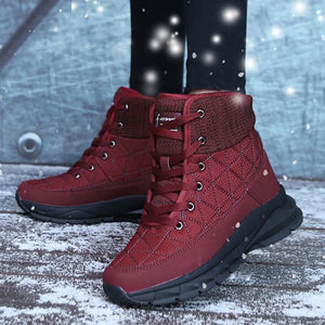 Women ankle winter thick keep warm stitching platform snow boots
