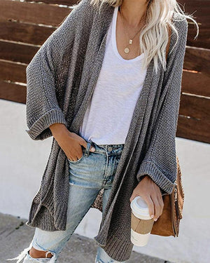 Womens solid color open front knitted cardigan sweater