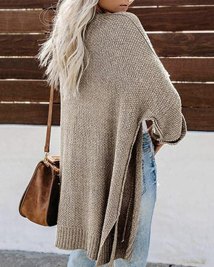 Womens solid color open front knitted cardigan sweater