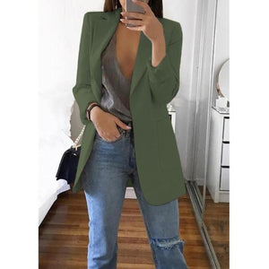 Women slim fit turn-down collar long sleeve business suit overcoat