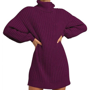 Women knit dressy long sleeve pullover turtleneck sweater