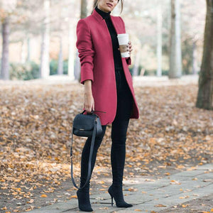 Winter fall fashion solid color long sleeve blazer womens
