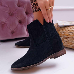 Women fashion slip on solid color short low heel booties
