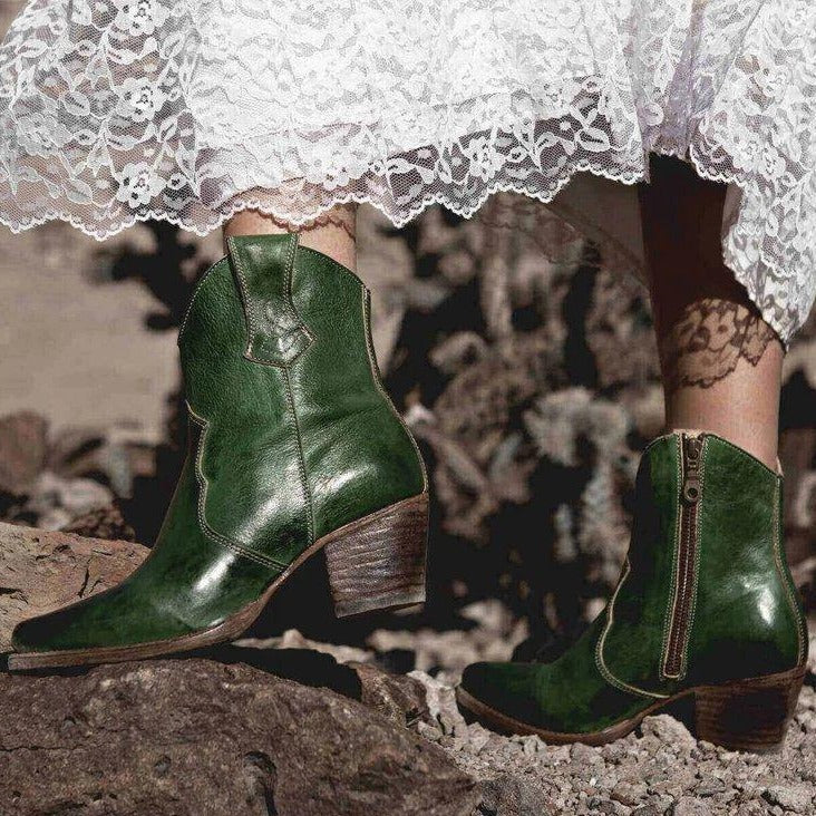 Women's short cowboy boots pointed toe ankle western boots