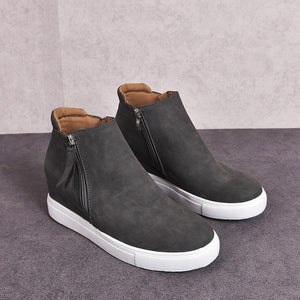 Women's slip on wedge sneakers high top casual shoes with zipper