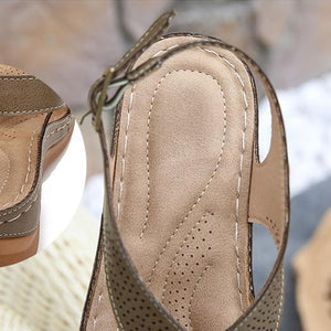 Women peep toe criss cross buckle strap platform wedge sandals