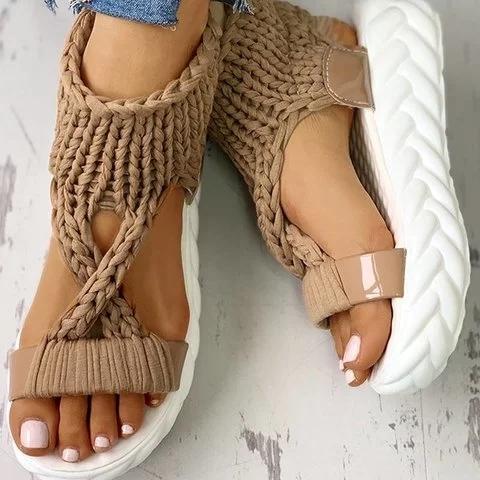 Platform knit walking sandals