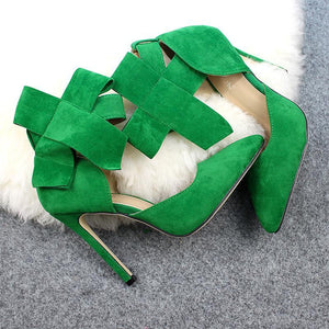 Women pointed toe bow stiletto high heels