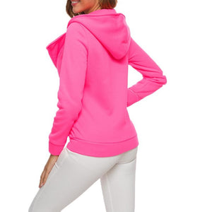 Women Diagonal Zipper Winter Fur Lining Hooded Sweatshirt