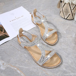 Women sparkly rhinestone 
summer ankle strap sandals