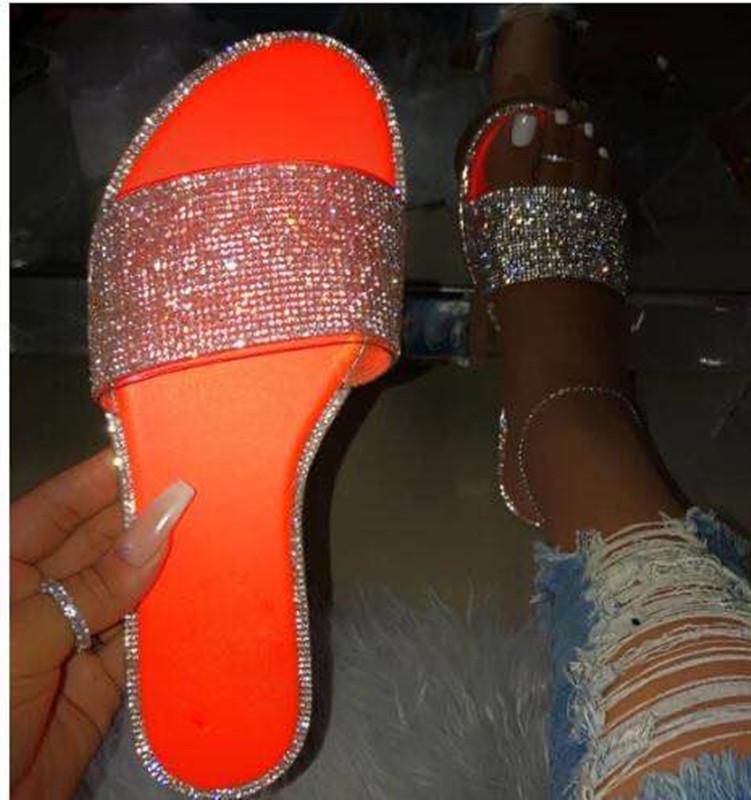 Rhinestone slide sandals fashion glitter slides