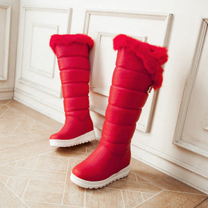 Women snow boots | Knee high faux fur winter boots | Warm slip on platform boots