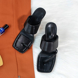 Women irregular ring toe stiletto flip flop heels