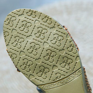 Women's boho braided criss cross low wedge sandals with back zipper